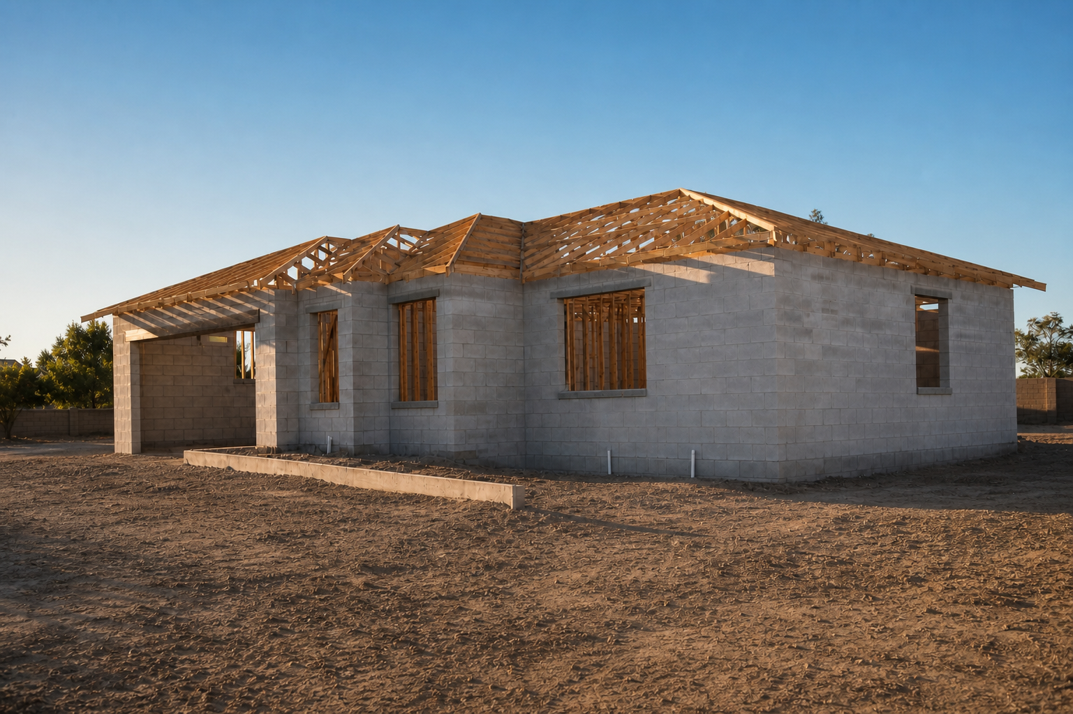 Single Story Block House Under Construction-1