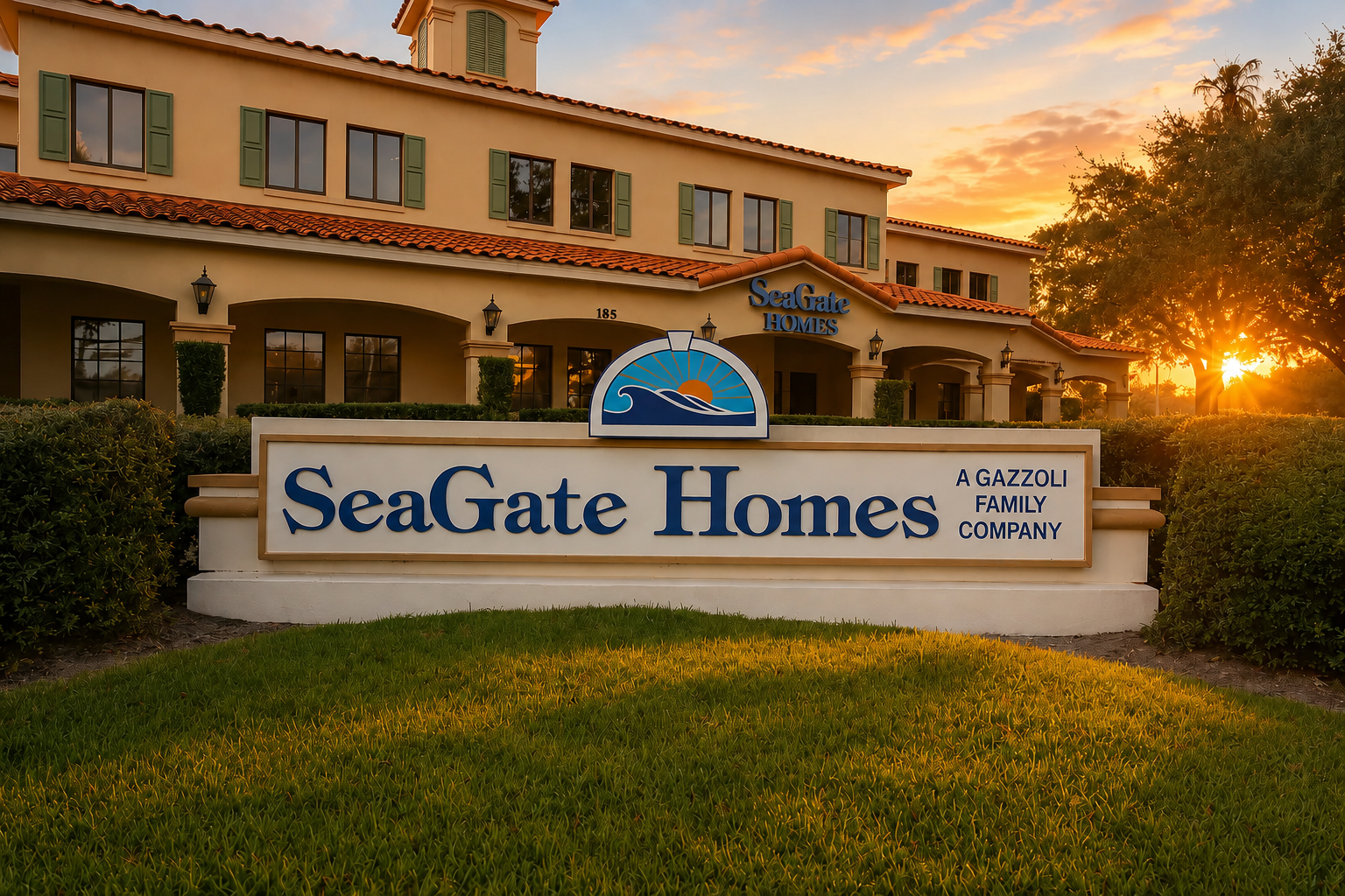 sunset at SeaGate Homes