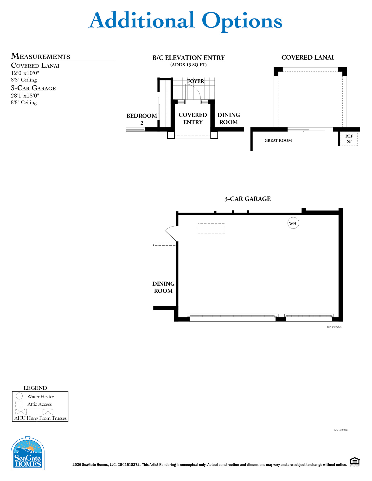 Coral Floor Plan Garage Options