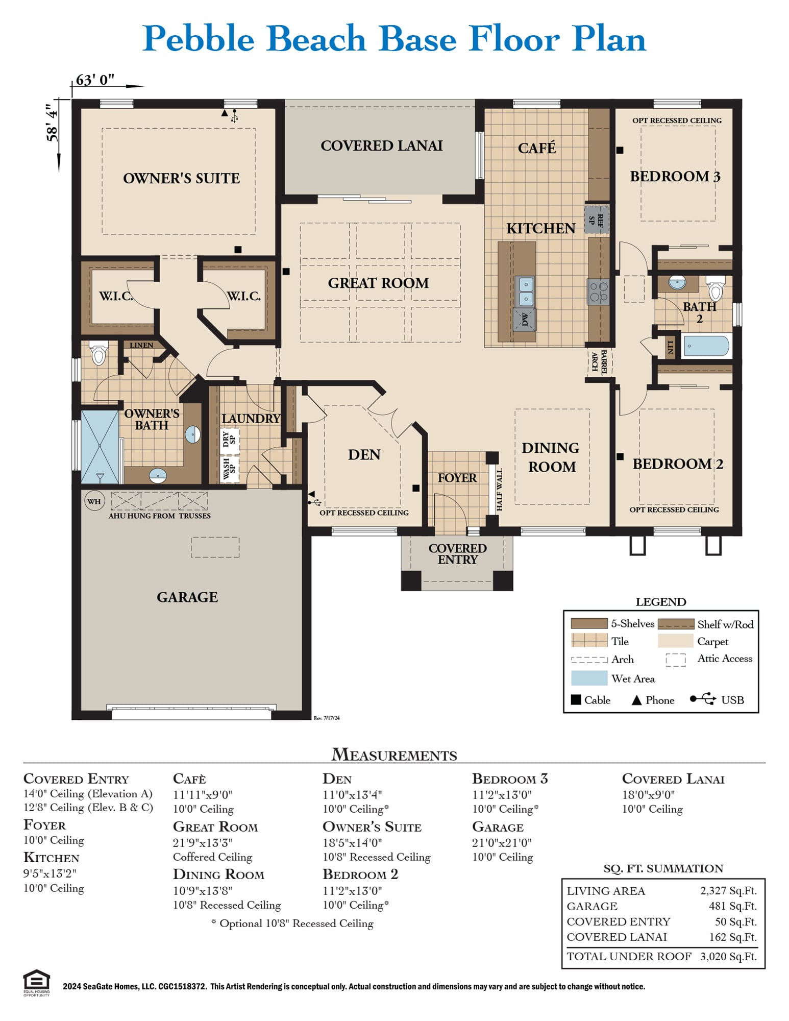 Pebble Beach Base Floor Plan